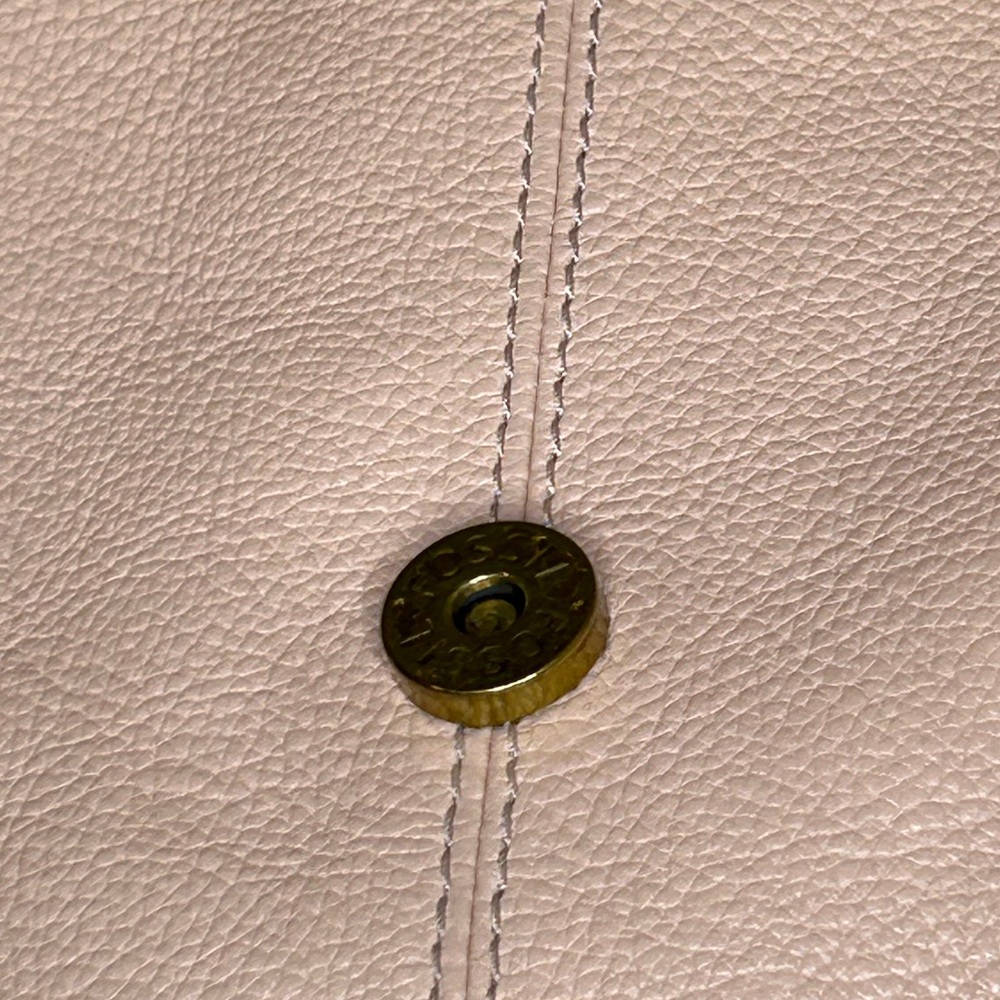 Fossil Blush With Brown Trim Fold Over Snap Backp… - image 4